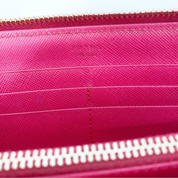 Prada Large Saffiano Leather Long Zippy Wallet Magenta Hot Pink - Picture 11 of 13